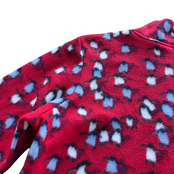 Mind Games Womens Sz 1X Red Blue Penguin Print 1/4 Zip Plush Fleece Pullover USA - Picture 11 of 16